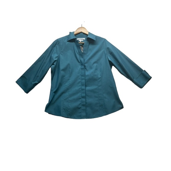 Foxcroft Tops - Foxcroft Teal Blue Womens Sz 10 Cuff Sleeve With Tags  non Iron